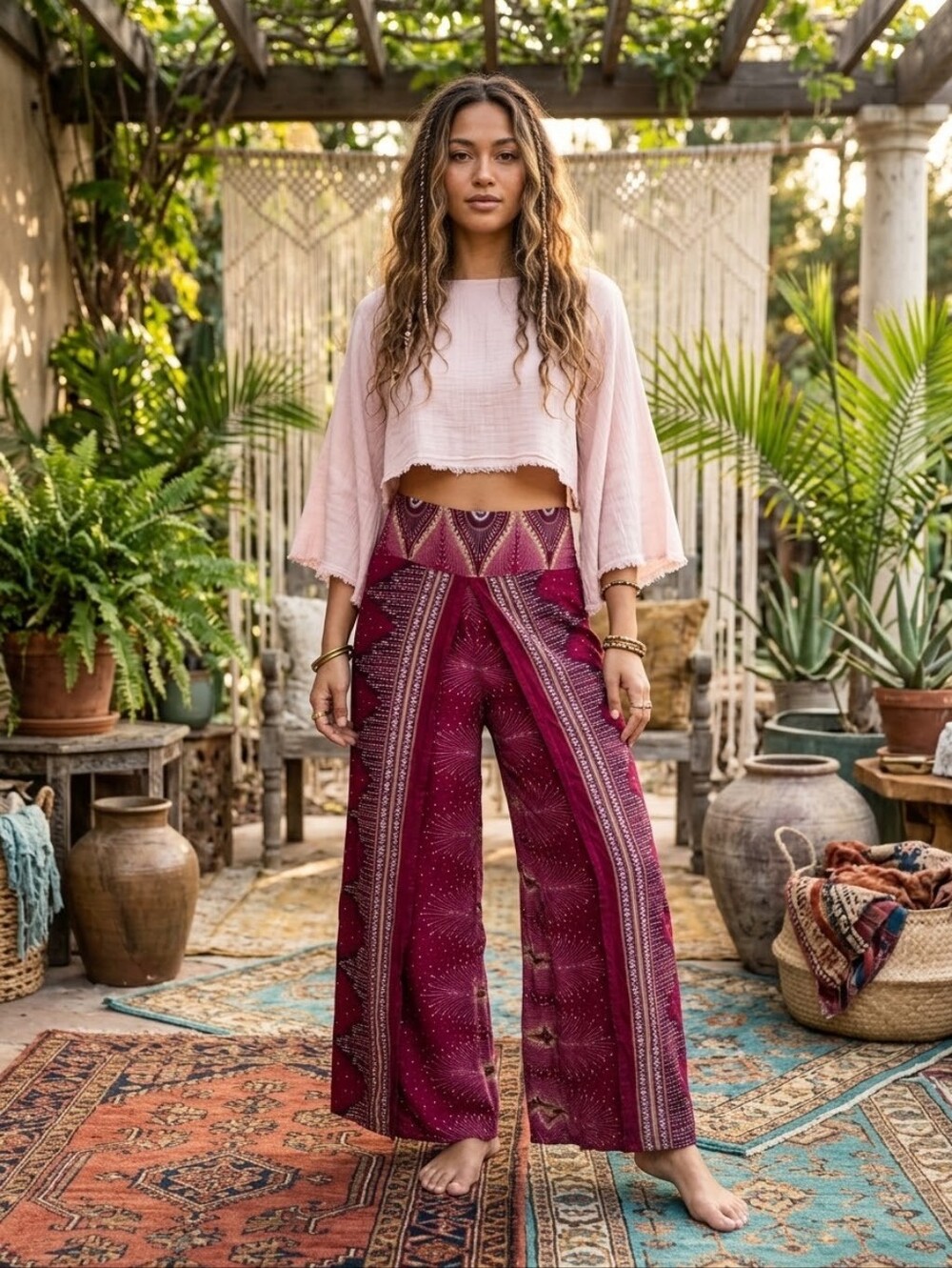 Boho Wide Leg Wrap Pants